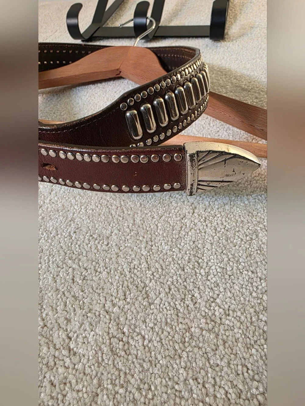 Vintage Nadim Leather Studded Belt Western 90's Made In USA 36